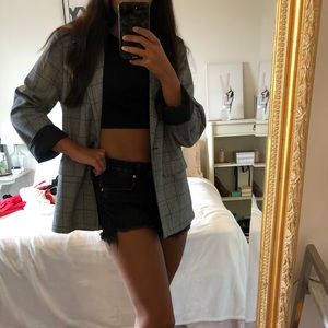 Oversized plaid blazer